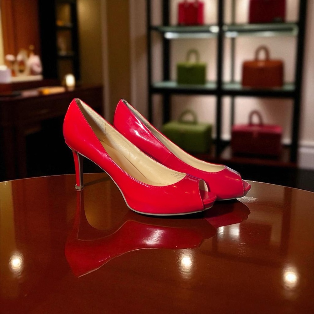 Liz Claiborne Vibrant Red Peep-Toe Heels will add a pop of color to any look